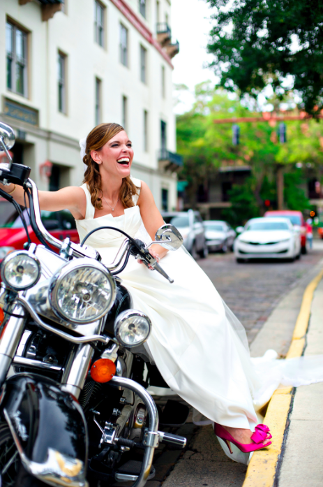 Bride on a Motorcycle in St. Augustine