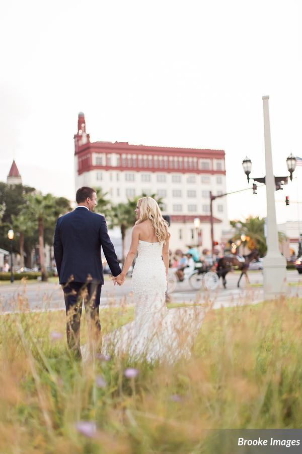Downtown St. Augustine Bride and Groom at The Treasury on The Plaza
