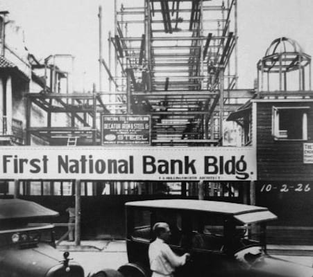 Construction on The First National Bank Building | History of The Treasury on The Plaza