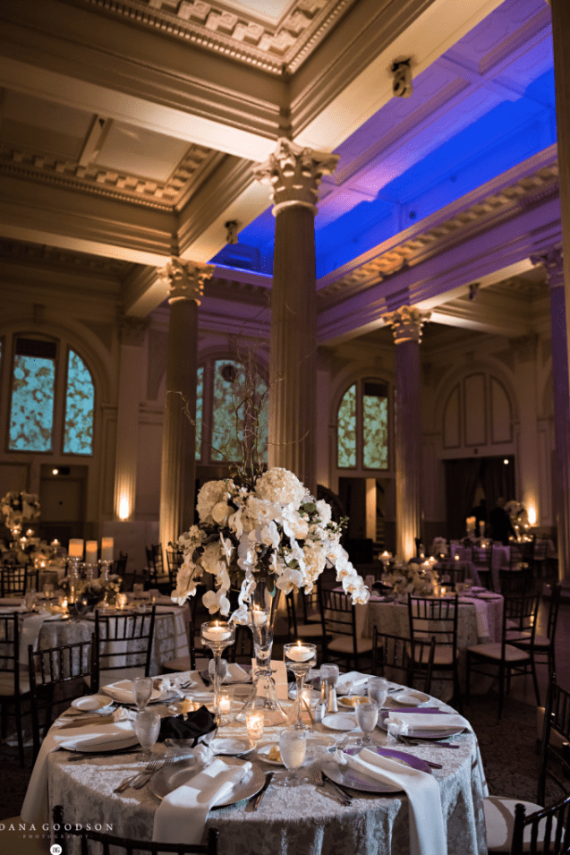 wedding reception lighting at The Treasury on The Plaza