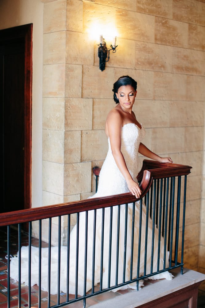 Bride poses before wedding Ceremony at The Treasury on The Plaza St. Augustine