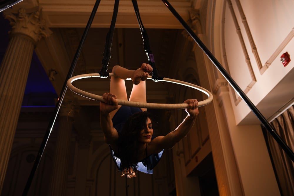 Aerialist during wedding reception at The Treasury St. Augustine