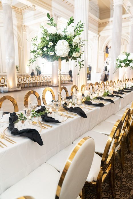 Elegant table setting for wedding reception