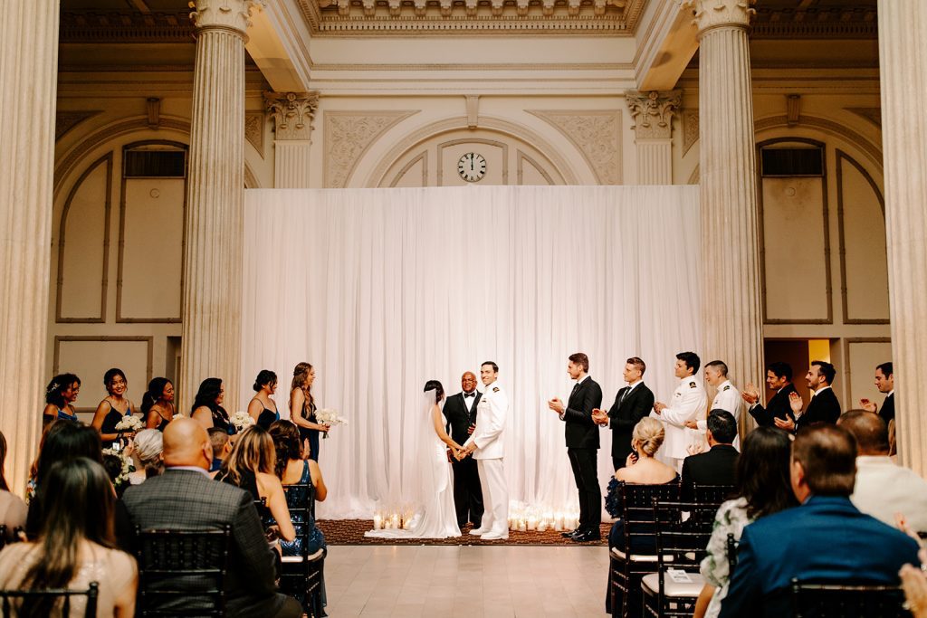 modern minimalist wedding ceremony at the Treasury on the Plaza