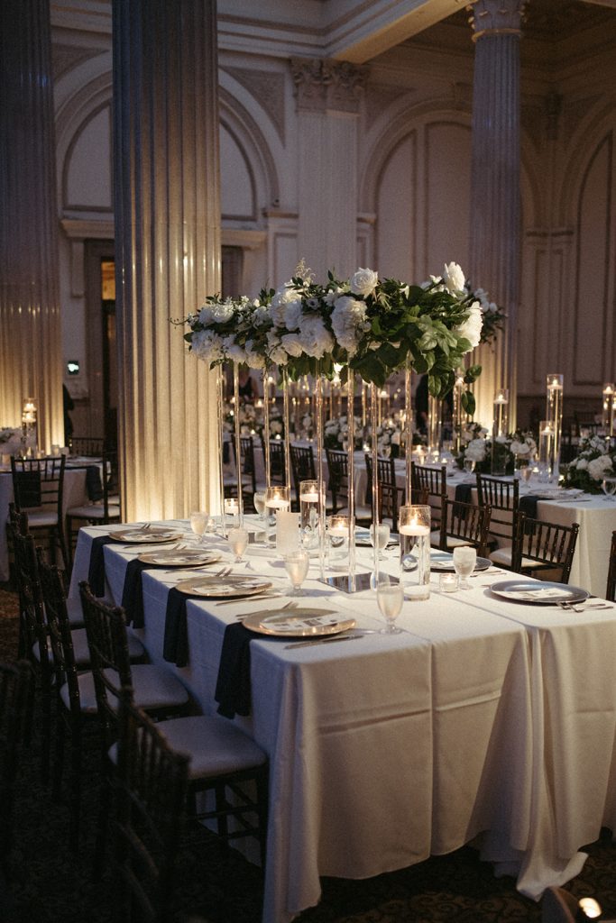 modern minimalist wedding reception at the Treasury on the Plaza