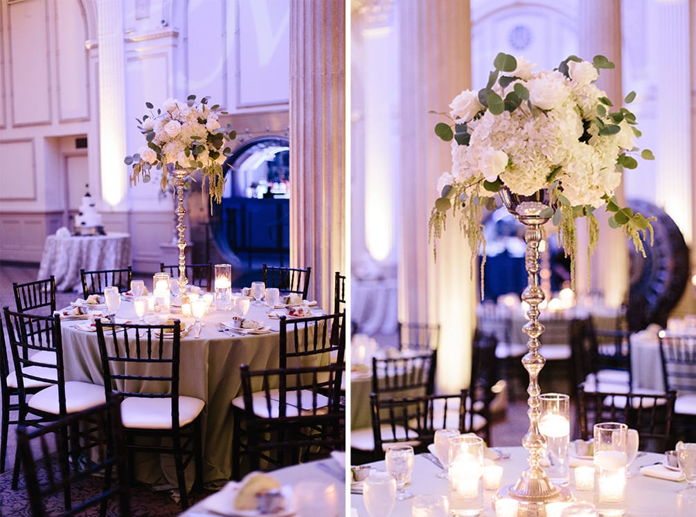 Purple wedding reception decor | Vault Wedding in St. Augustine, Florida | Treasury Blog
