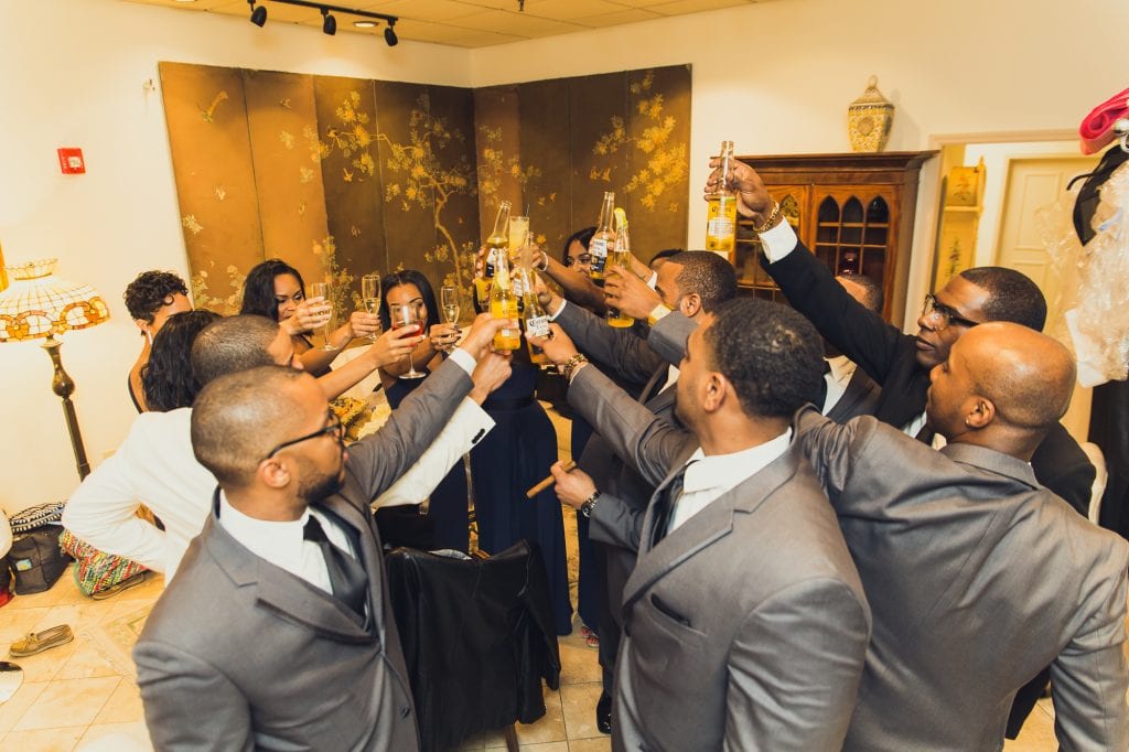 Just before formal introductions, our bridal party took a private moment to toast to the bride and groom while tucked away in our private Plaza Lounge.