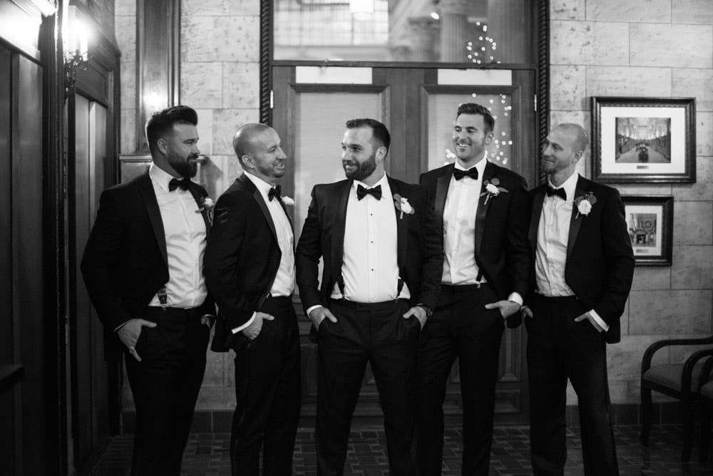 Bridal party portraits in Treasury on the Plaza lobby | An Intimate Wedding in St. Augustine | Mackenzie + Nick