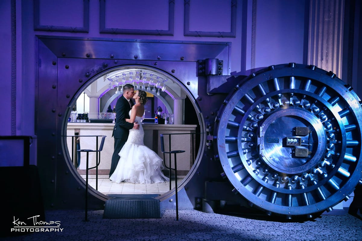 Bride and groom at The Treasury on the Plaza | The Vault at The Treasury