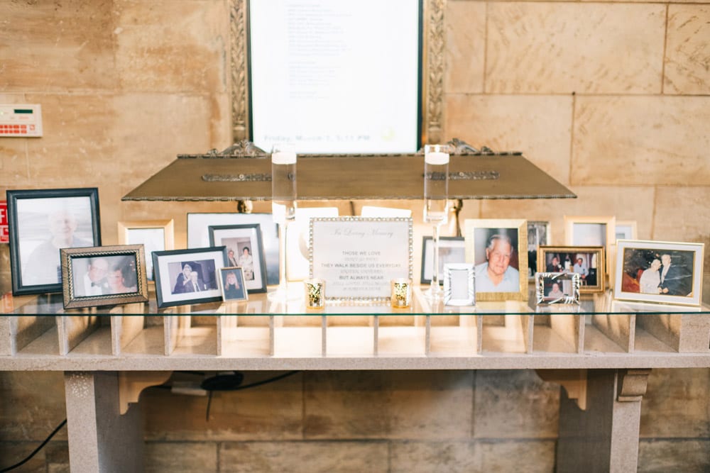 Wedding photo table | Alex + Michael | High School Sweethearts Tie the Knot at The Treasury on the Plaza 