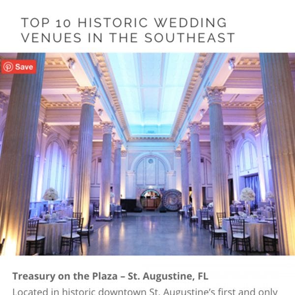 Treasury on the Plaza on Southern Bride | The Top 10 Historic Wedding Venues in the Southeast Featured Image