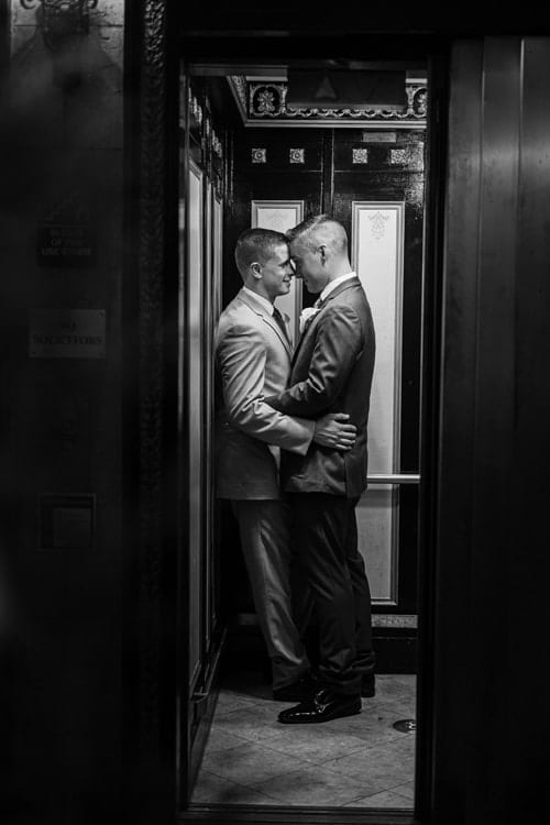 Elevator wedding pictures