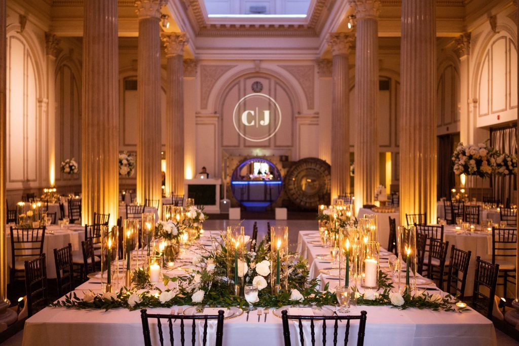 Corbin and Jack’s wedding reception at The Treasury on the Plaza | Photo by Stout Studios