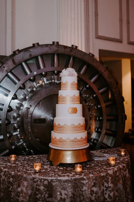 wedding cake | Glam Wedding with a Rock and Roll Surprise at The Treasury | Cristal + Steven
