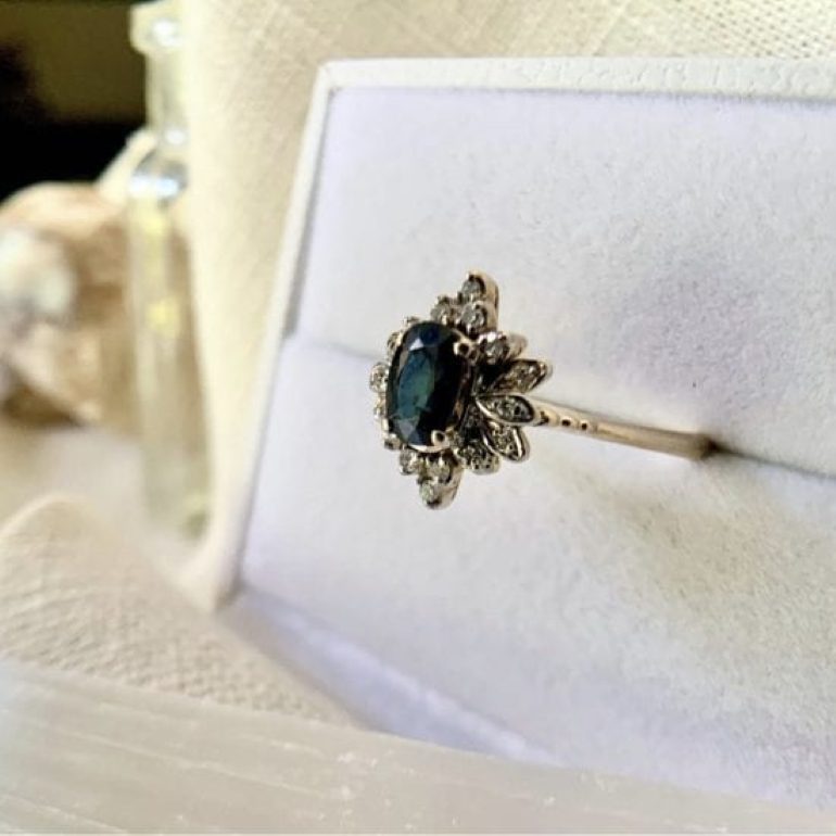 A custom engagement ring by Sandy Rubin Jewelry.