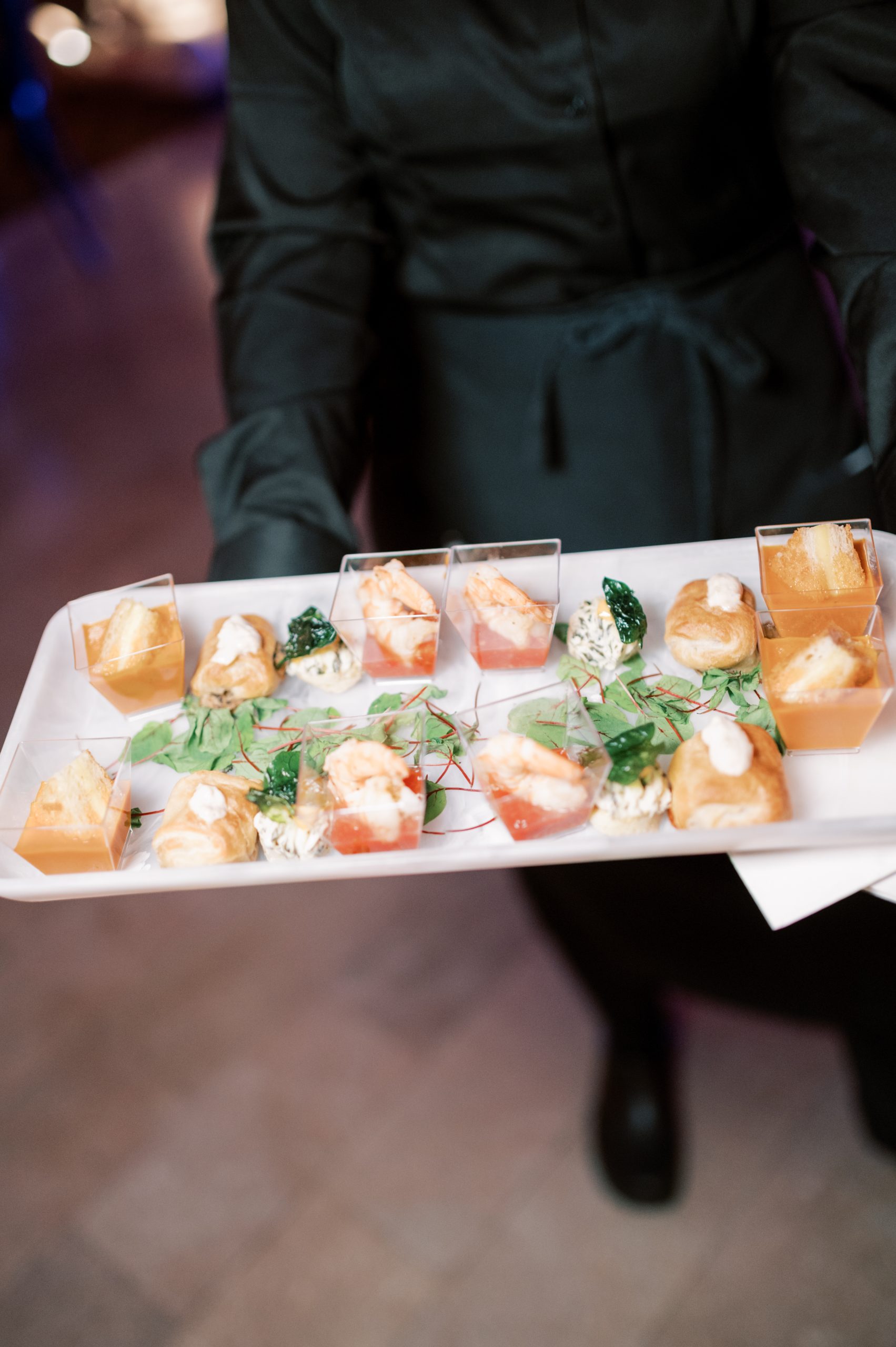 Passed appetizers and Adira and Ryan's wedding