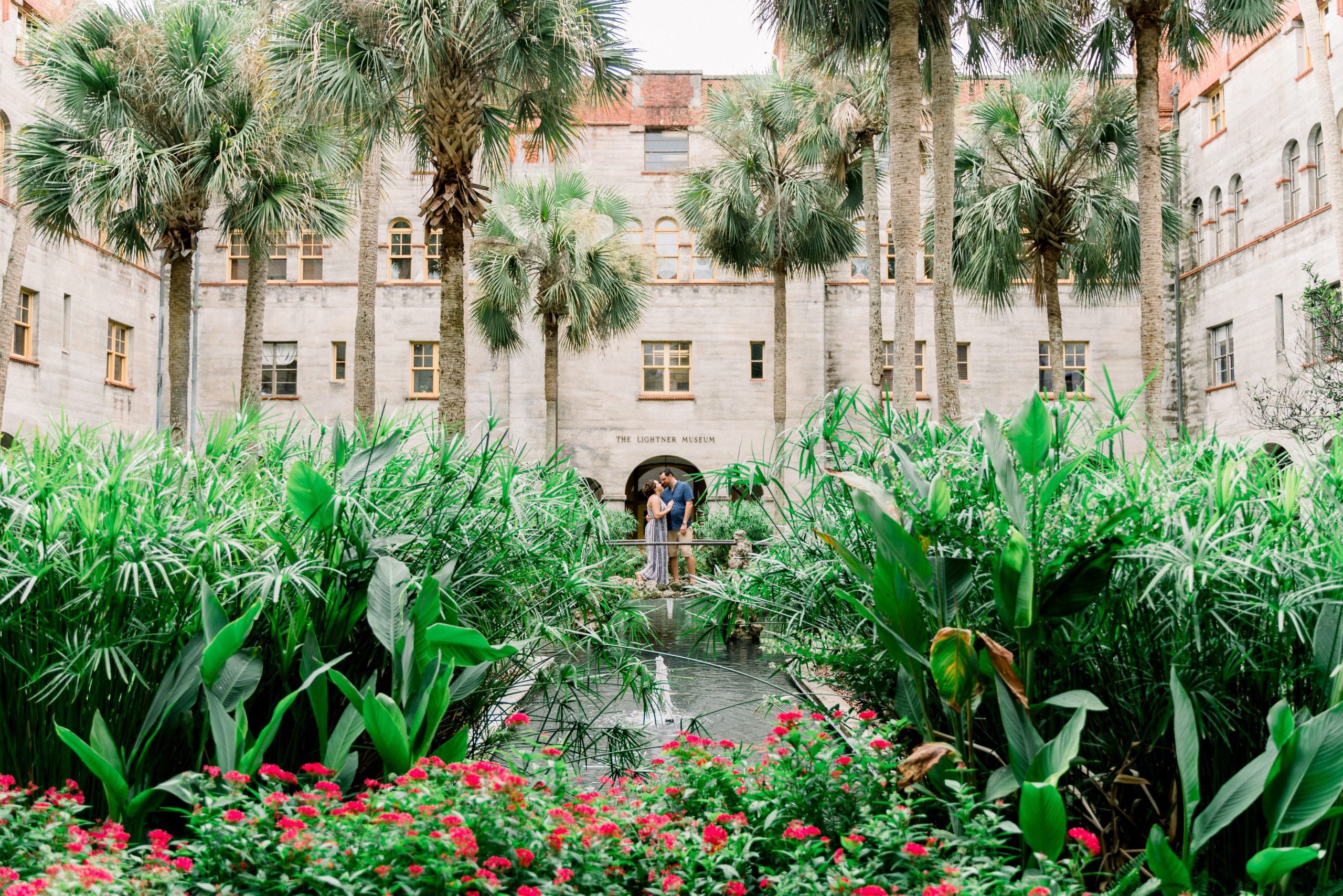 Engagement Photo in the courtyard of the Lightner Museum