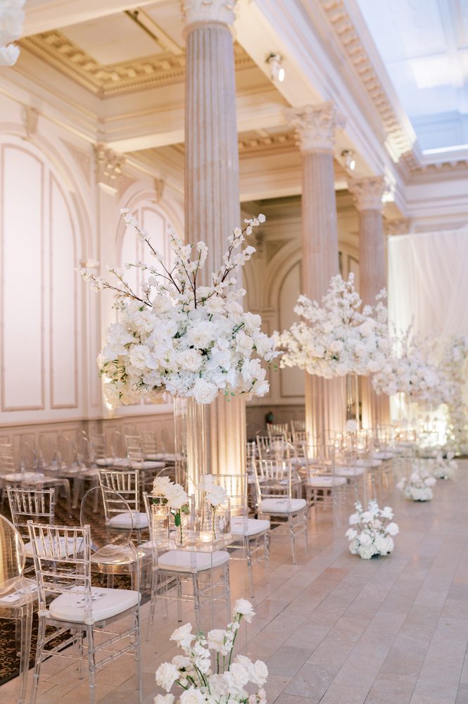 Modern wedding filled with white flowers