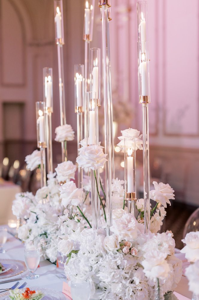 Modern wedding filled with white flowers