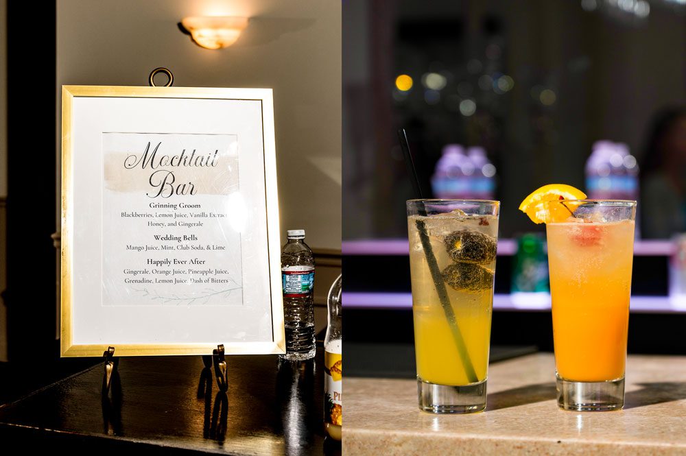 Mocktails and menu for Crystal and Justin's wedding