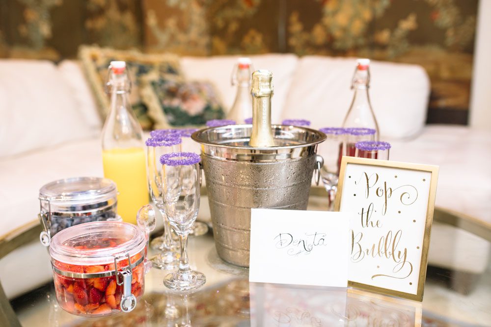 Small champagne bar for private bridal suite