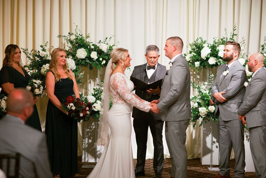 Jess and Matt exchanging their vows