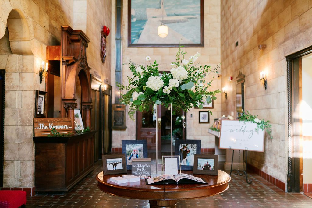 Foyer of The Treasury on the Plaza set up for the Kramers' wedding