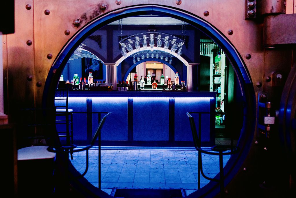 The Vault Bar with blue lighting