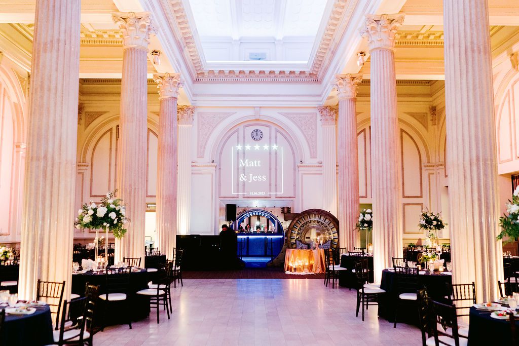 The Treasury on the Plaza set up for Matt and Jess' reception