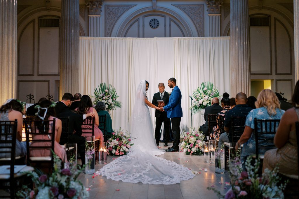 Sarah and Kevin's wedding ceremony at The Treasury on the Plaza