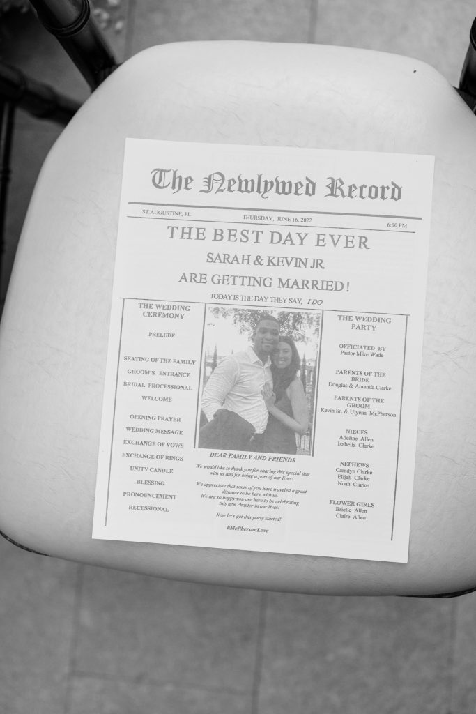 Wedding programs to look like newspaper