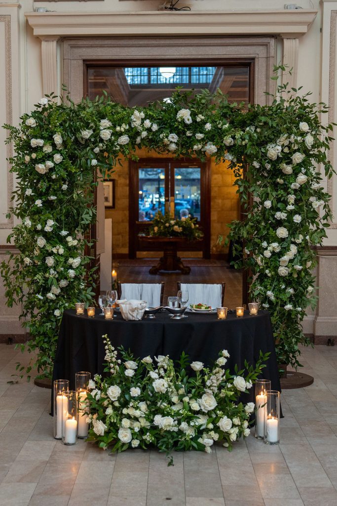 Grace and Robert's ceremony arch was reused at their reception