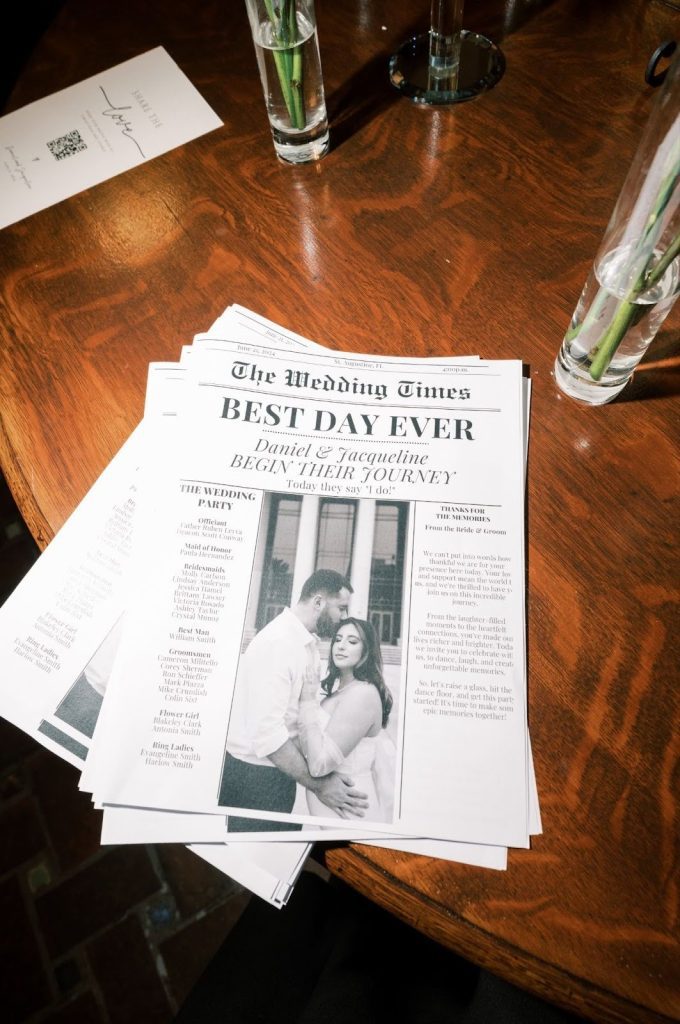 newspaper themed wedding program