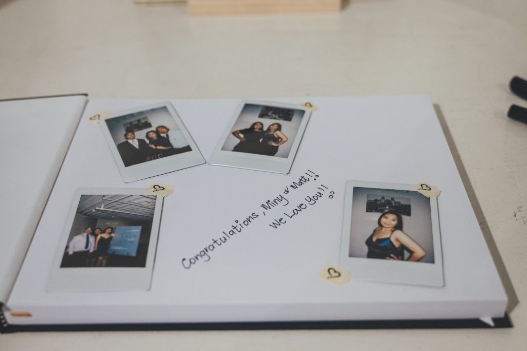 Guestbook with Polaroid photos