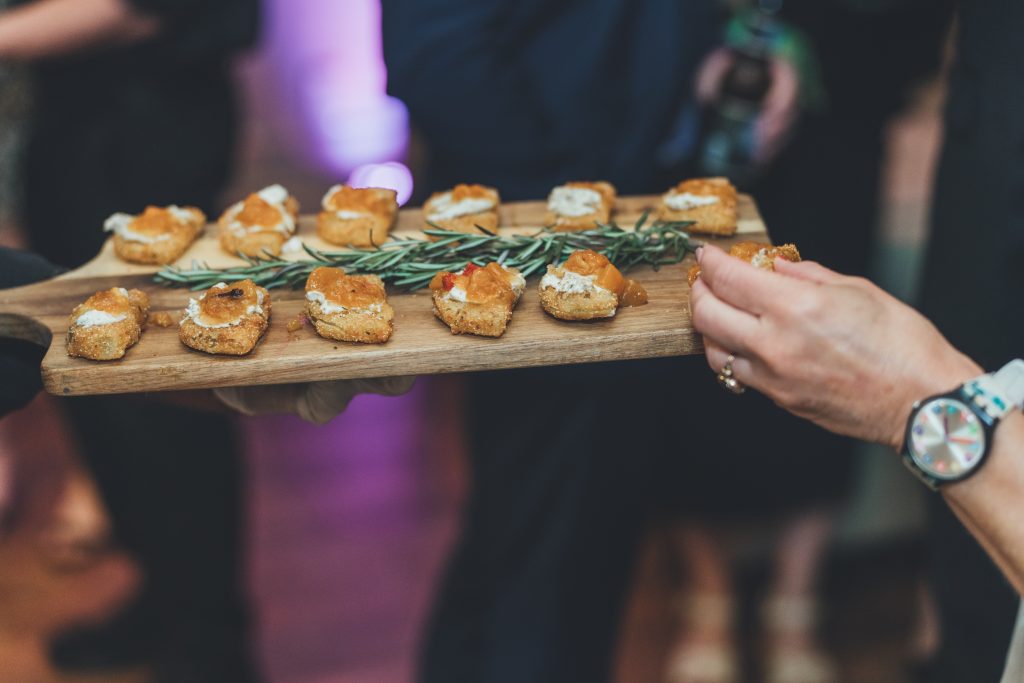 elegant hors d'oeuvres served at wedding cocktail hour