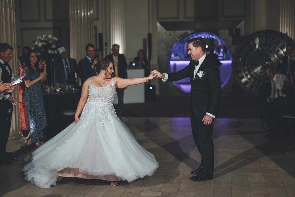bride and groom sharing their first dance