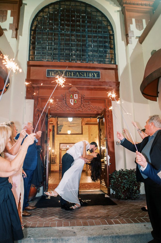 Wedding exit with sparklers at The Treasury on the Plaza