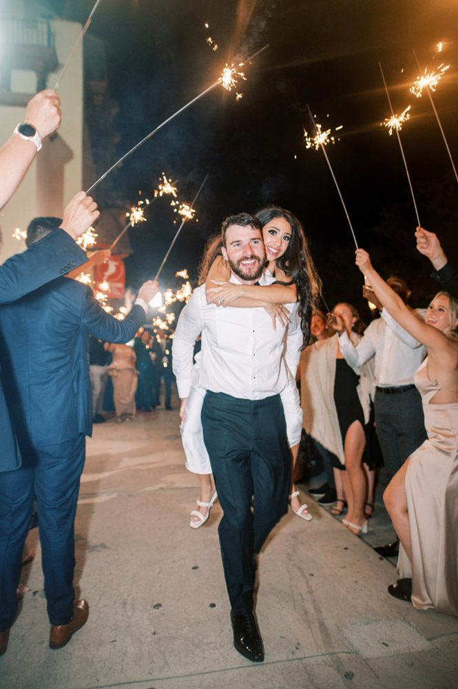 Wedding exit with sparklers at The Treasury on the Plaza