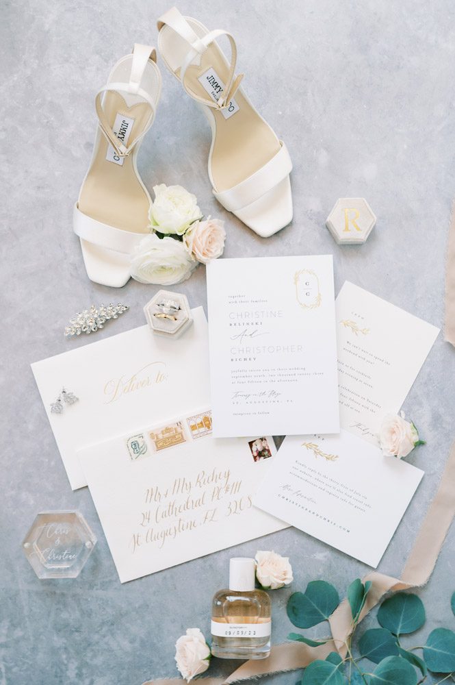 Modern white wedding invitations