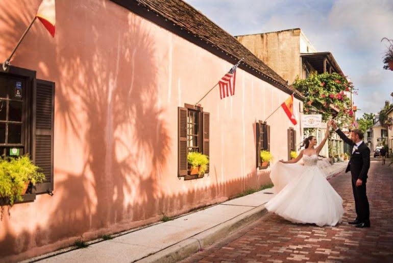 st augustine wedding photo in the street