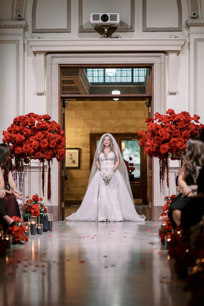 Bride walking down aisle