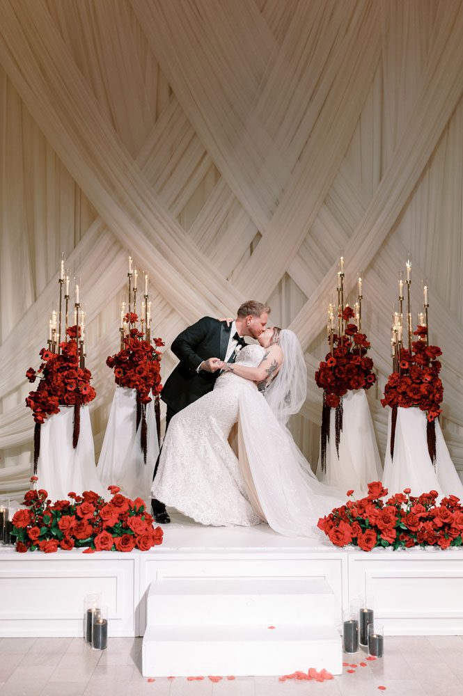 Ceremony Kiss Between Bride and Groom