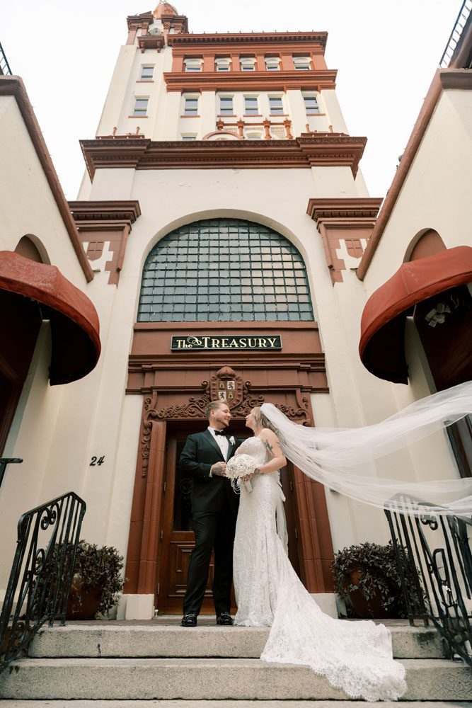 Couple in front of building