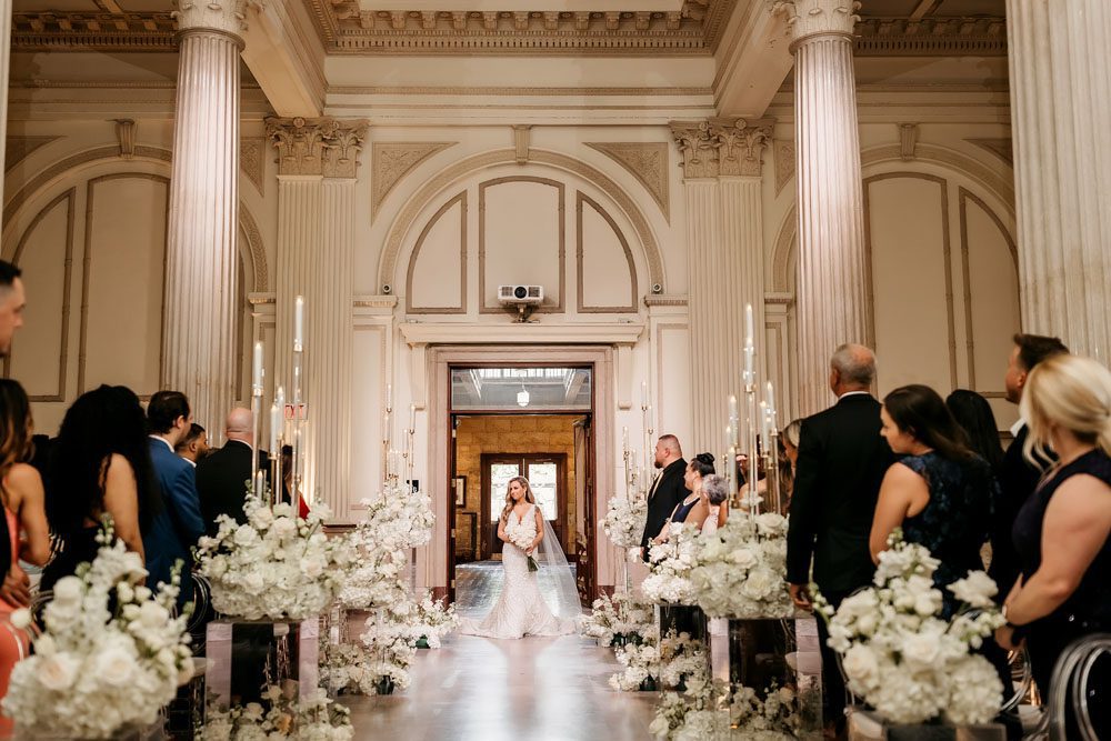 Bride walking down the aisle