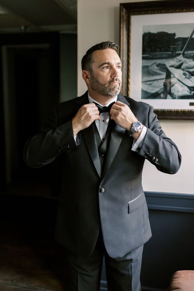 Groom getting ready