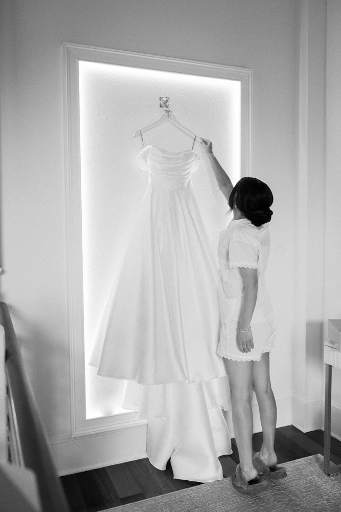 Bride with her wedding dress