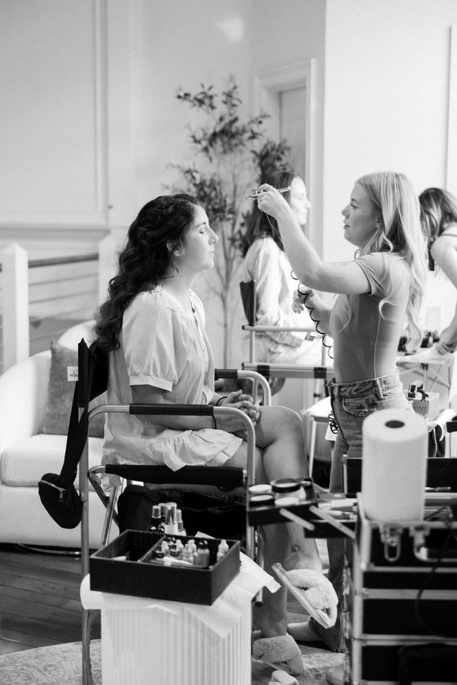 Bride getting ready in The Plaza Suite