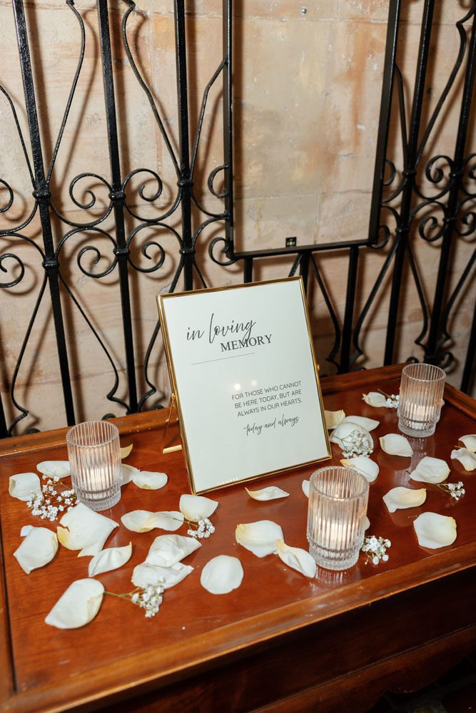 in loving memory table