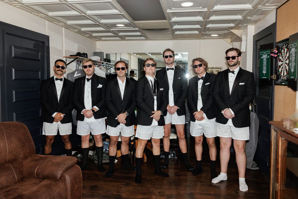Groomsman getting ready
