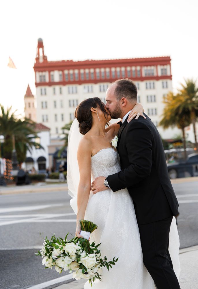 Couple in front of Treasury on the Plaza